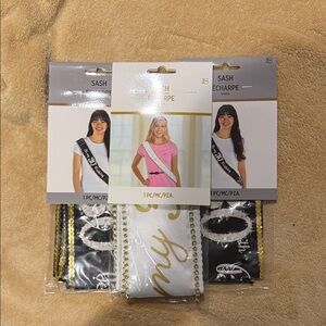 Elegant Gold and Black Party Sash Set